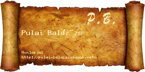 Pulai Balázs névjegykártya